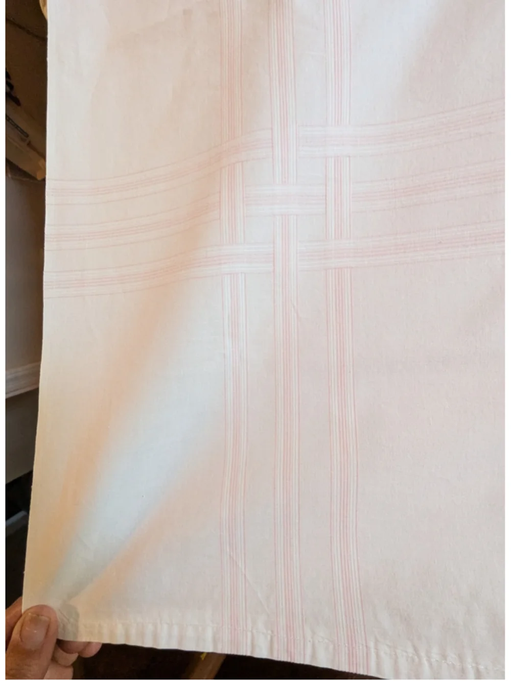Vintage Tablecloth White Pink Plaid Dining Table Linen 42